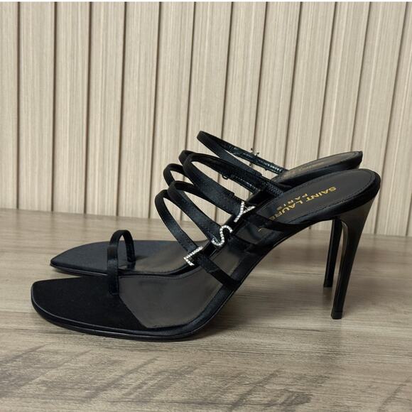 Saint Laurent Jerry Square Open Toe Mules Black Women’s Size IT 38 / US 8 - Picture 3 of 16